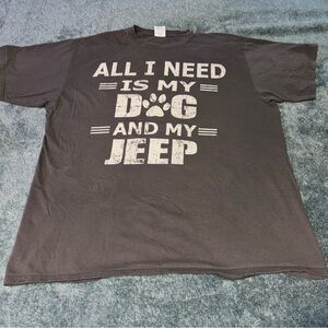 ••• SOLD ••• Port & Co. “ All I Need is My Dog and My Jeep” T-shirt XL in Gray